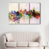 3 panels cincinnati watercolor skyline canvas art