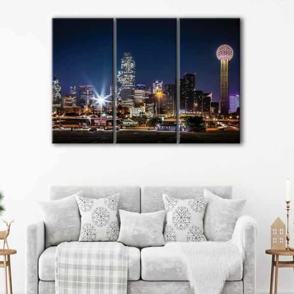 3 panels dallas skyline canvas art