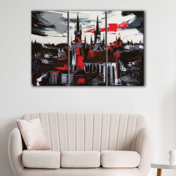 3 panels gothic prague canvas art