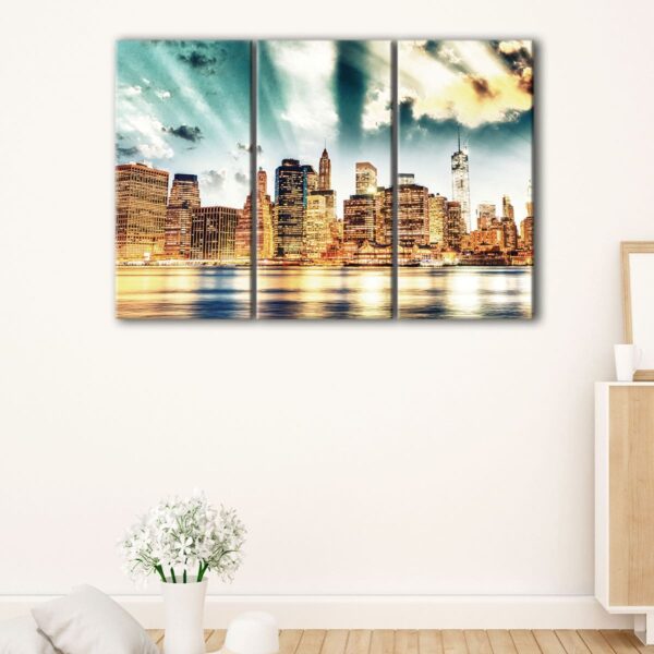 3 panels new york sunrise canvas art