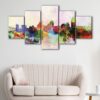 5 panels cincinnati watercolor skyline canvas art