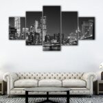 5 panels new york at night canvas art