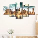 5 panels new york sunrise canvas art