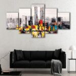 5 panels new york view canvas art