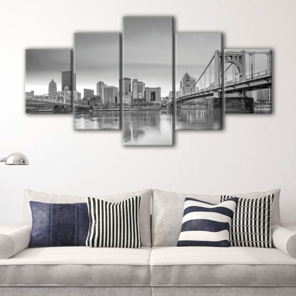 5 panels pittsburgh skyline canvas art