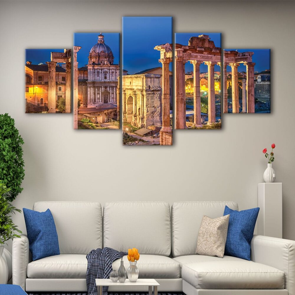 5 panels rome monuments canvas art