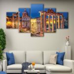 5 panels rome monuments canvas art