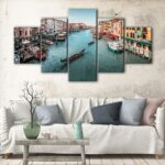 5 panels venice grand canal canvas art