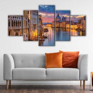 5 panels venice sunset canvas art