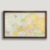 Classic push pin europe map - brown frame