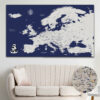 Navy Blue push pin europe map