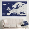 Navy Blue push pin europe map rolled