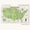 USA National Parks Push Pin Map - green edition detailed