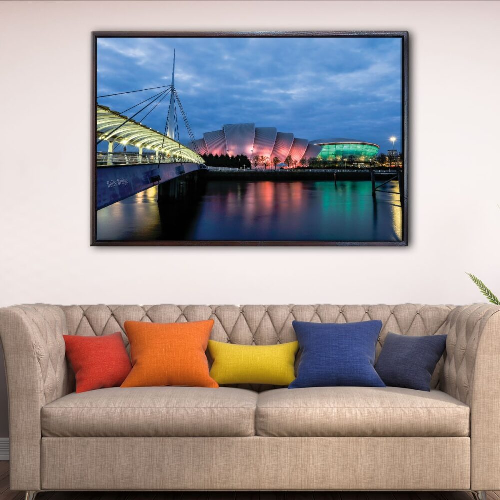 bells bridge glasgow floating frame canvas