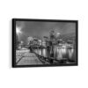 boston black and white skyline framed canvas black frame