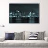 boston skyline at night floating frame canvas