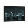 boston skyline at night framed canvas black frame