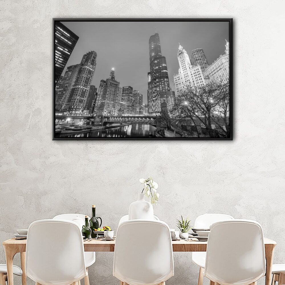 chicago downtown floating frame canvas