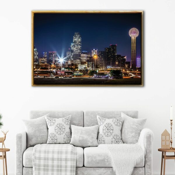 dallas skyline floating frame canvas