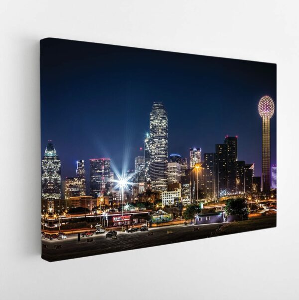 dallas skyline stretched canvas