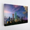 dallas twilight skyline stretched canvas