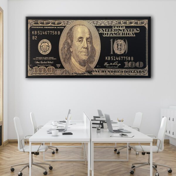 golden 100 dollar bill canvas2