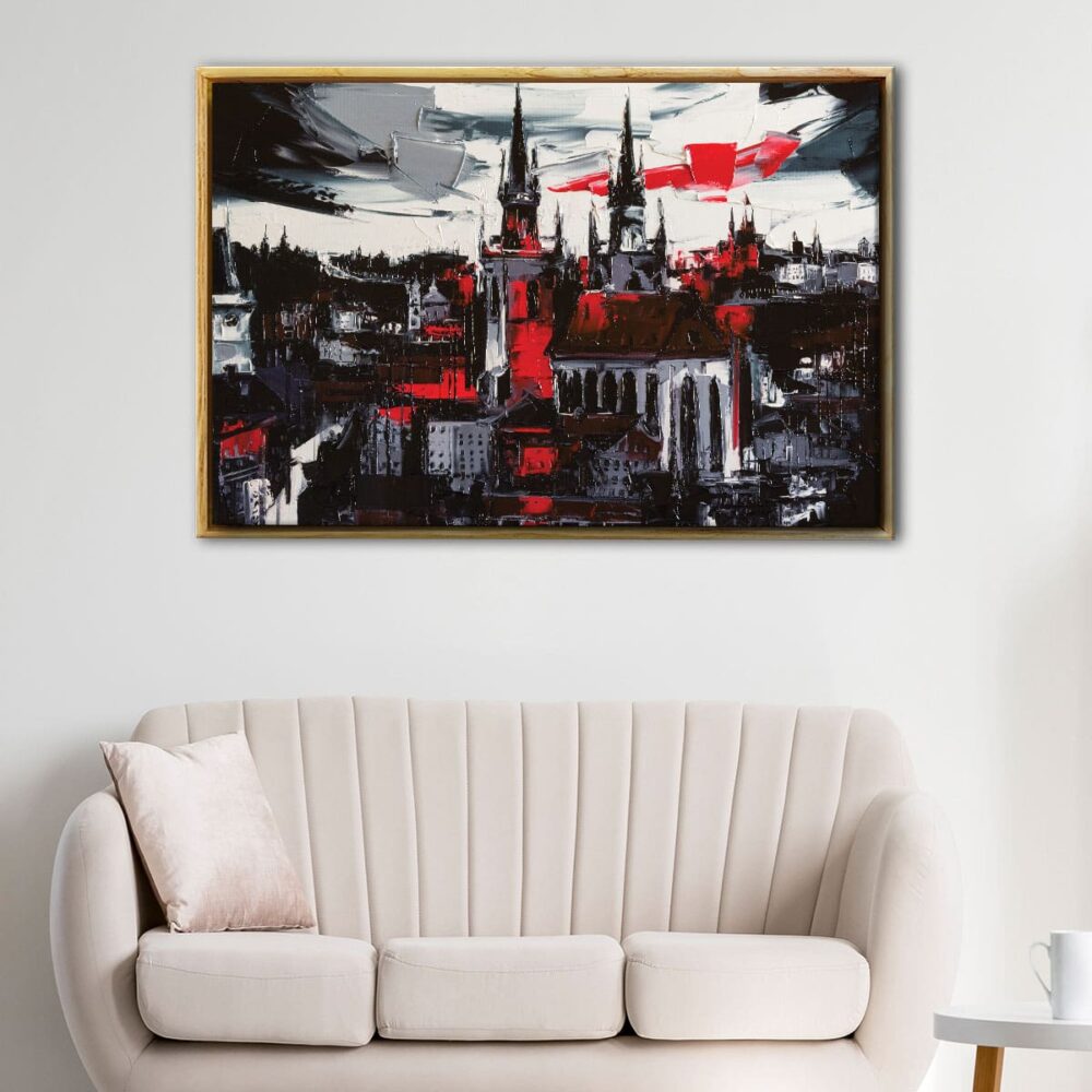 gothic prague floating frame canvas