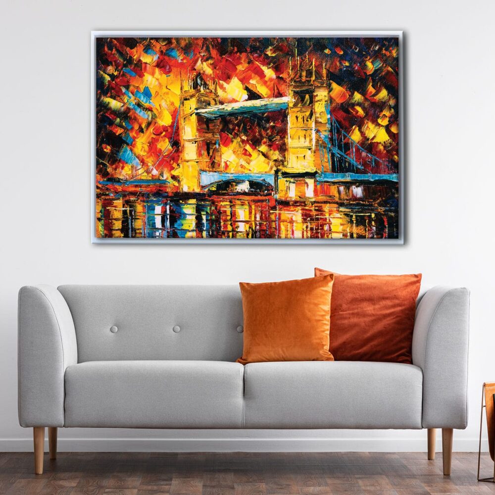 london bridge painting floating frame canvas