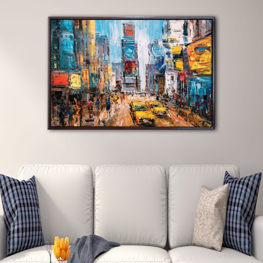 manhattan city floating frame canvas