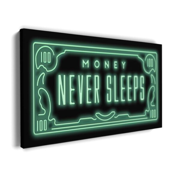 money never sleeps canvas art