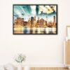 new york sunrise floating frame canvas