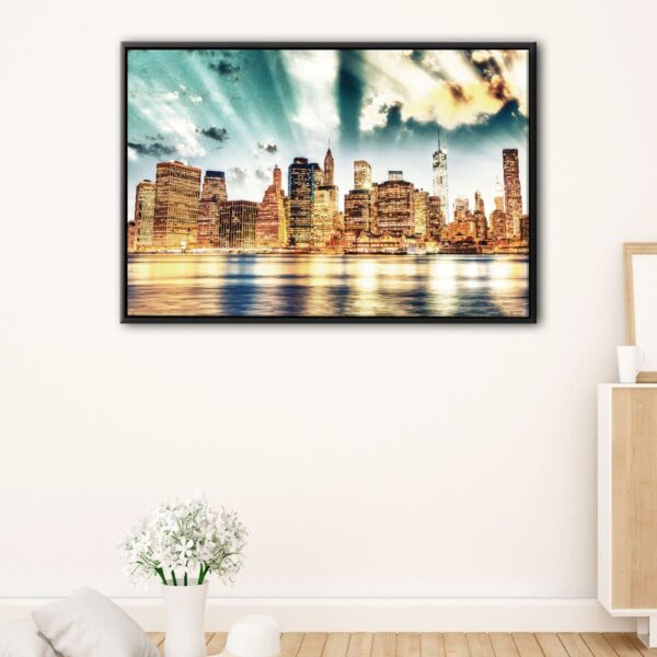 new york sunrise floating frame canvas