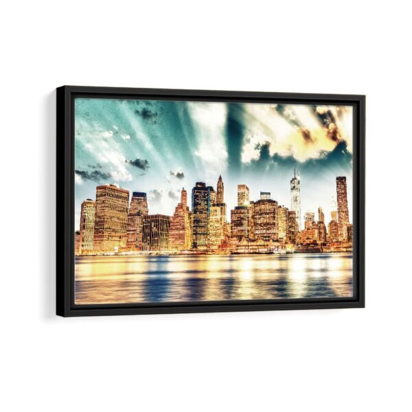 new york sunrise framed canvas black frame