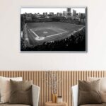 old wrigley field stadium floating frame canvas