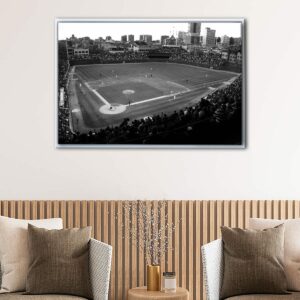 old wrigley field stadium floating frame canvas