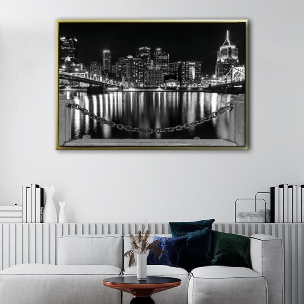 pittsburgh at night frame canvas