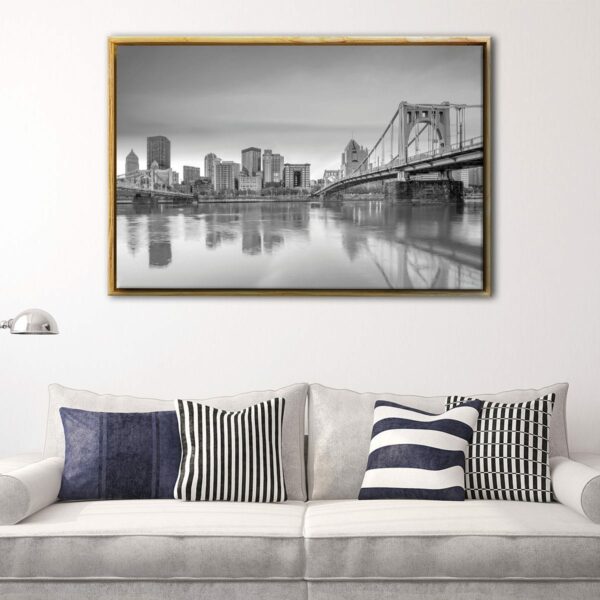 pittsburgh skyline floating frame canvas