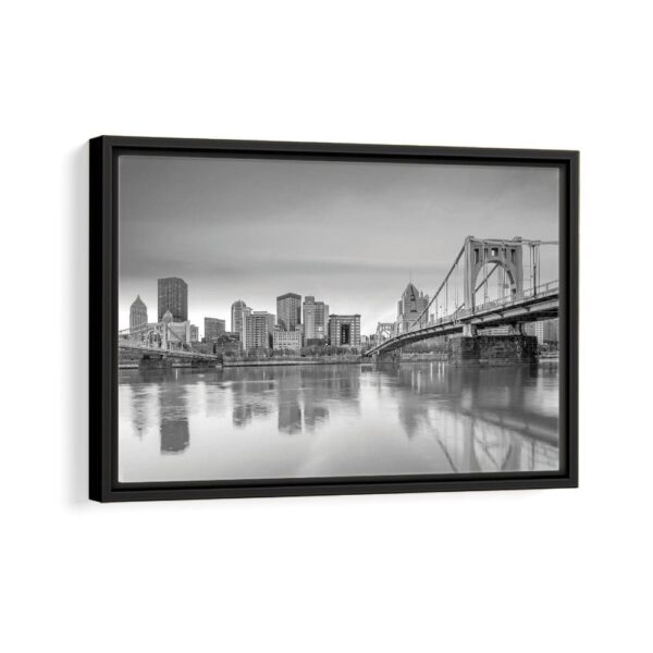 pittsburgh skyline framed canvas black frame