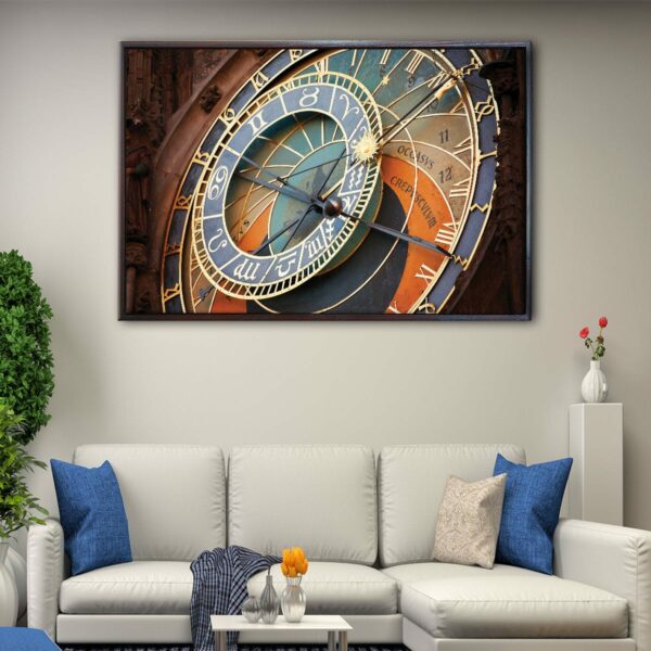 prague astronomical Clock floating frame canvas