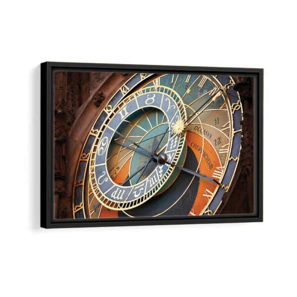 prague astronomical Clock framed canvas black frame