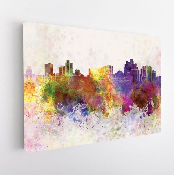 reno watercolor skyline stretched canvas