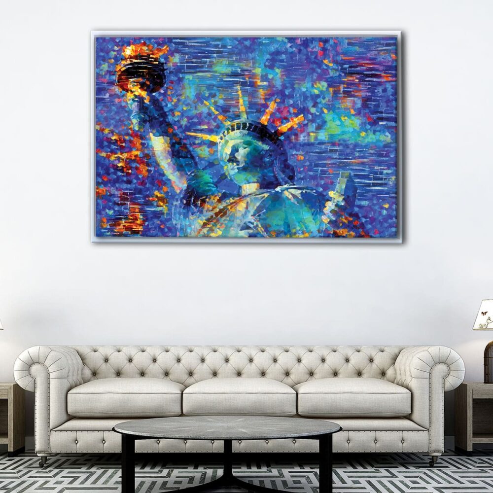 statue of libery floating frame canvas