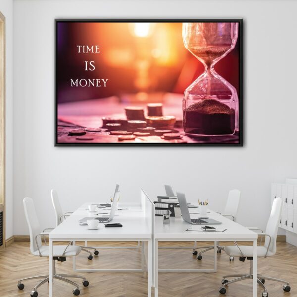 time is money floating frame canvas