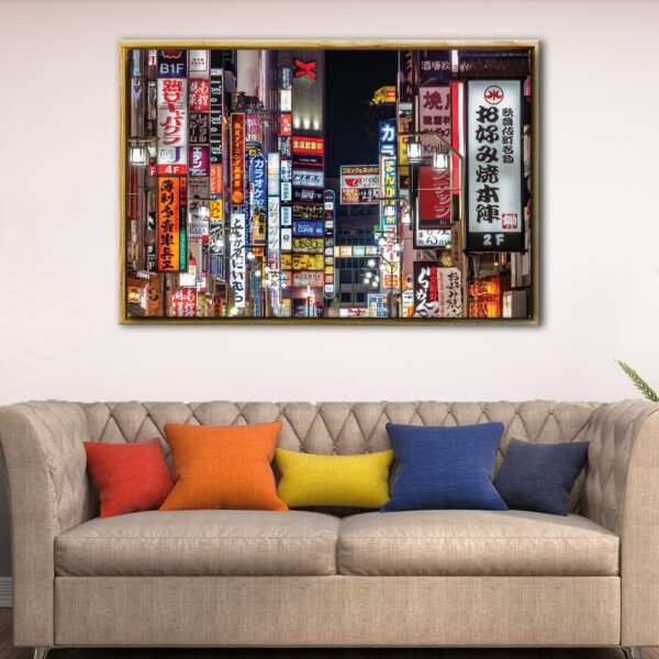 tokyo at night floating frame canvas