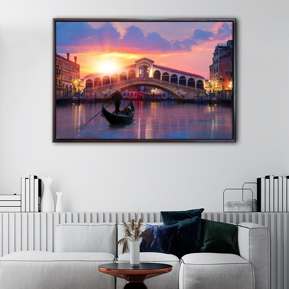 venice rialto bridge floating frame canvas