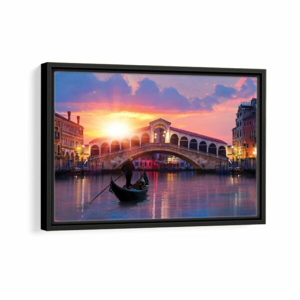 venice rialto bridge framed canvas black frame