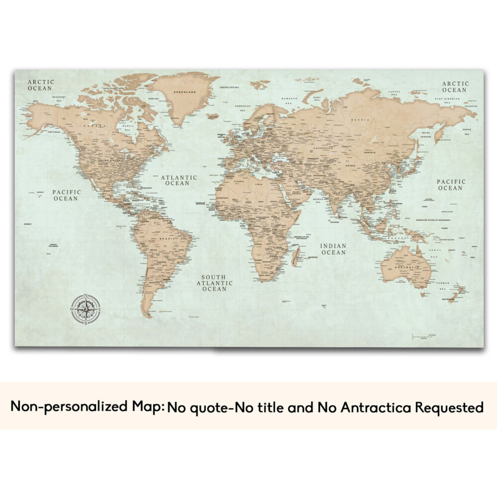 Vintage push pin world map no quote