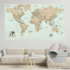 Vintage push pin world map rolled