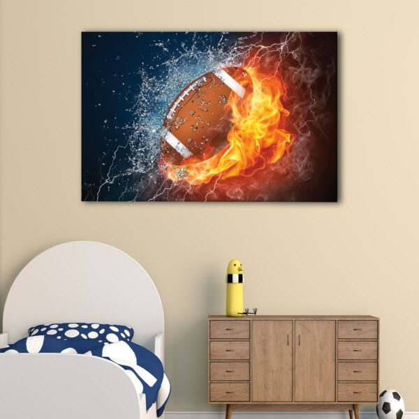 1 panels fire water football canvas art