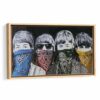 Banksy Beatles Bandanas framed canvas beige frame